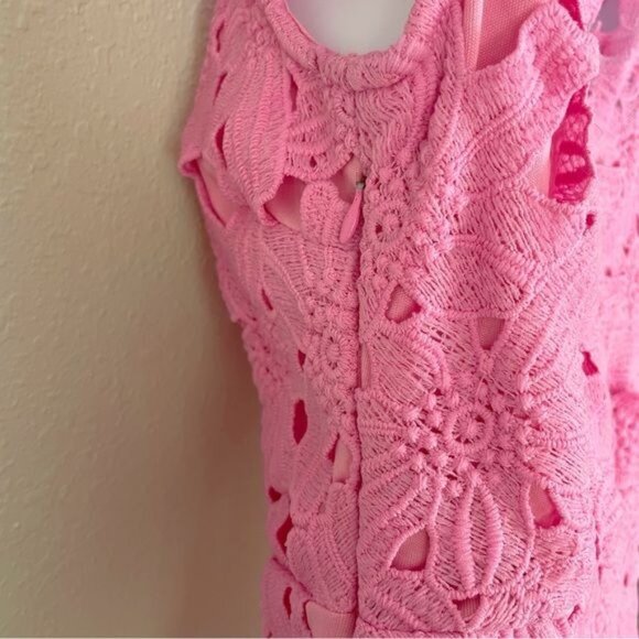 J.O.A. pink floral embossed eyelet mini dress S - Picture 9 of 13